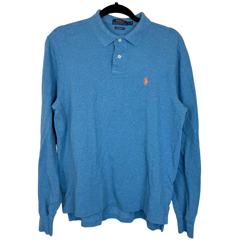 Polo Ralph Lauren Cerulean Blue Pony Custom Fit Long Sleeve Shirt Large Preppy